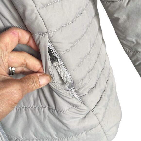 EUC! The North Face Gray Teal Mock Turtle Zip Up Puffer Jacket - Girls XL/Women’ - Picture 5 of 11